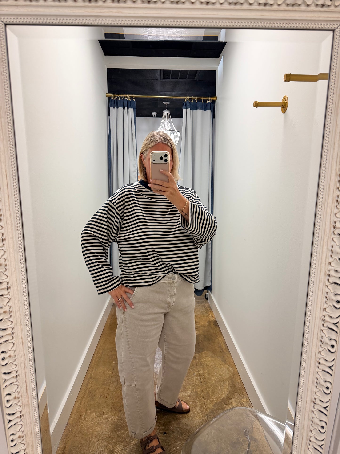 Striped Crew Neck Knit Top
