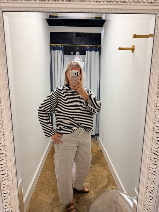 Striped Crew Neck Knit Top