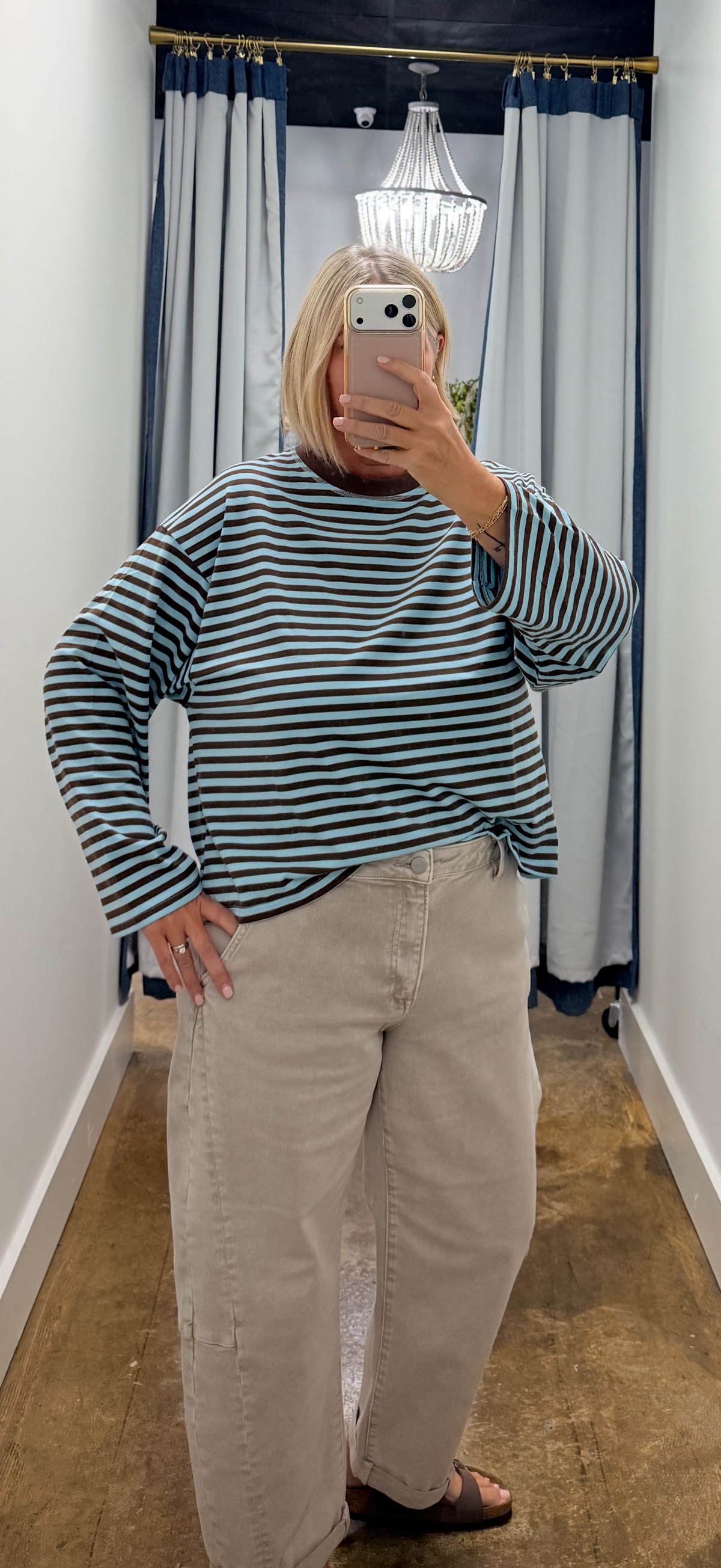 Striped Crew Neck Knit Top