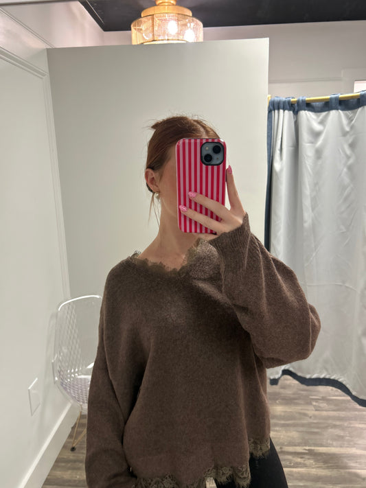 Lace Hem Detail Sweater