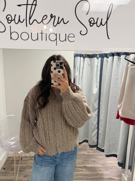 Eyelet Cable Knit Sweater