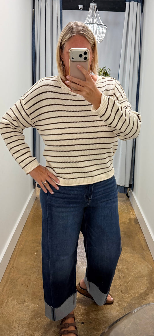 Striped Drop Shoulder Sweater
