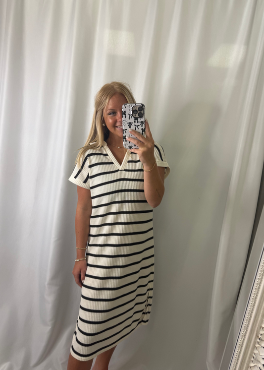Striped Knit Midi Dress