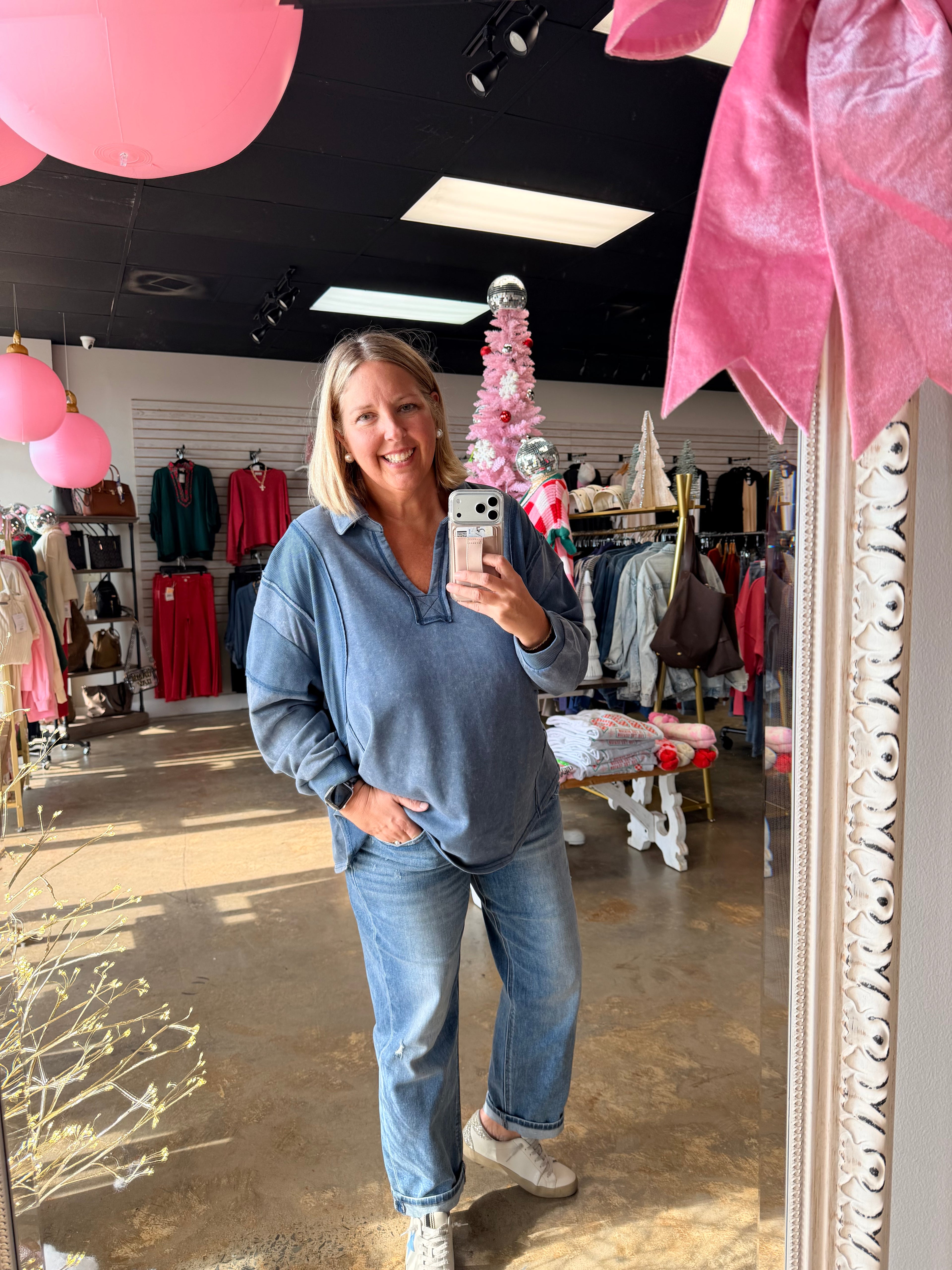 Mineral Washed French Terry Knit Top