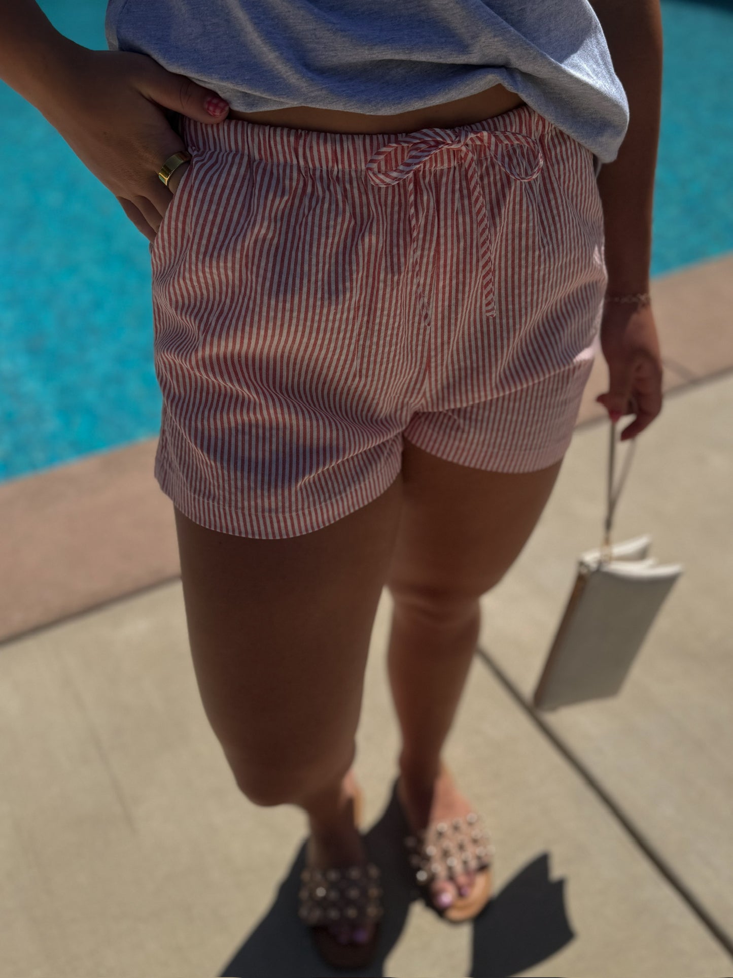 Striped Drawstring Waist Shorts