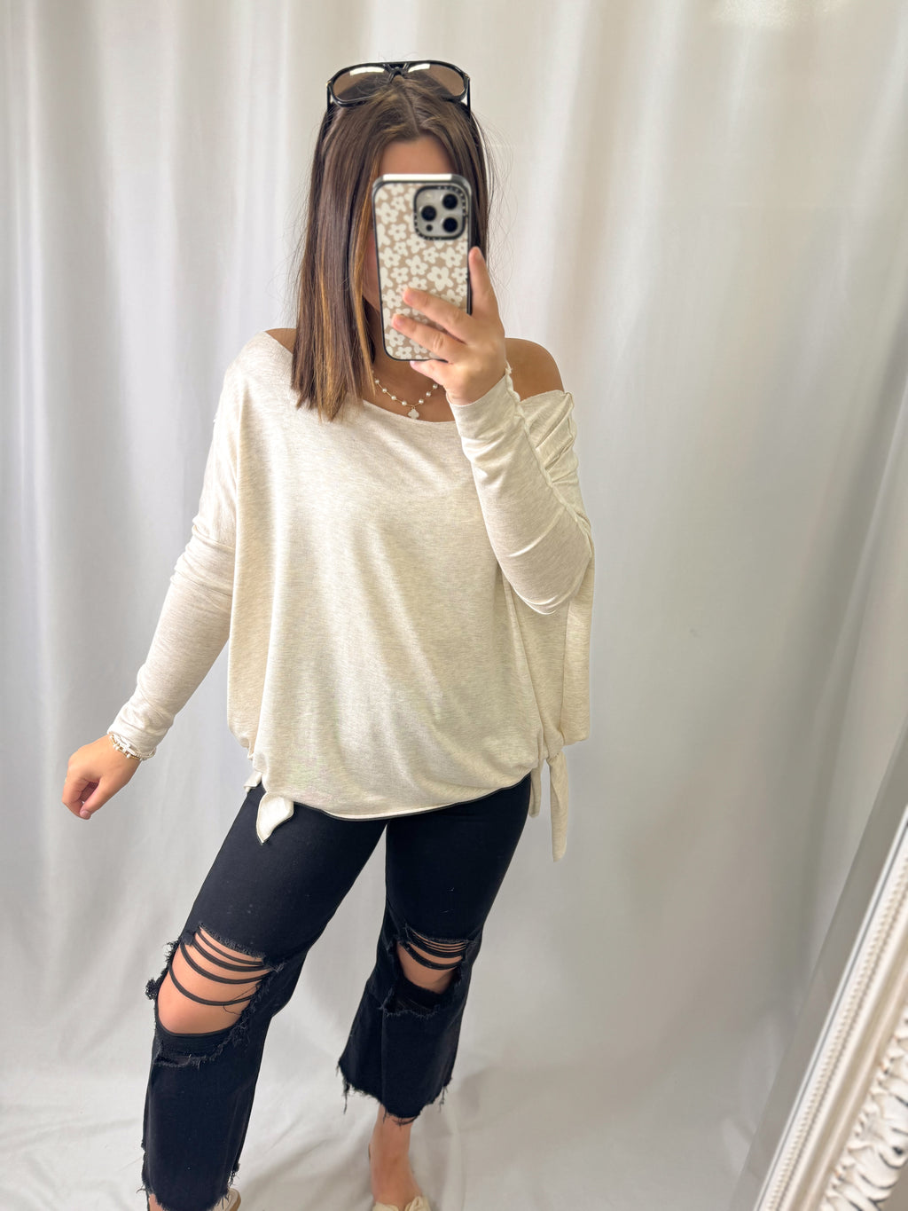 Boat Neck Flare Tunic Top