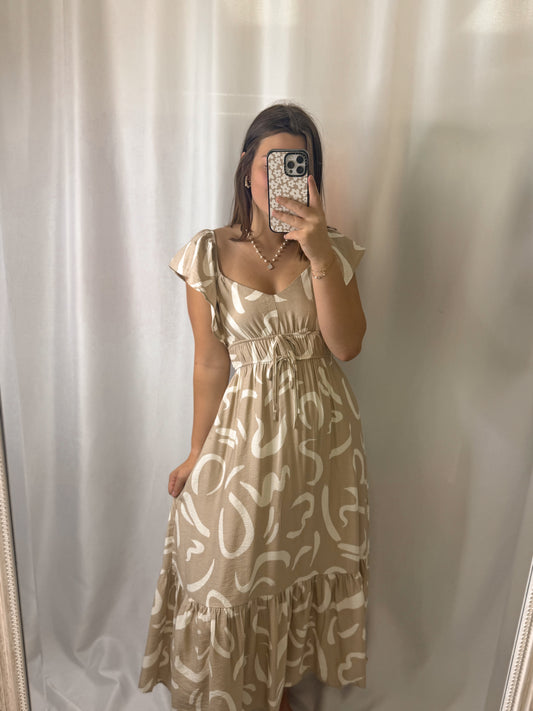 Flutter Sleeve Midi Dress