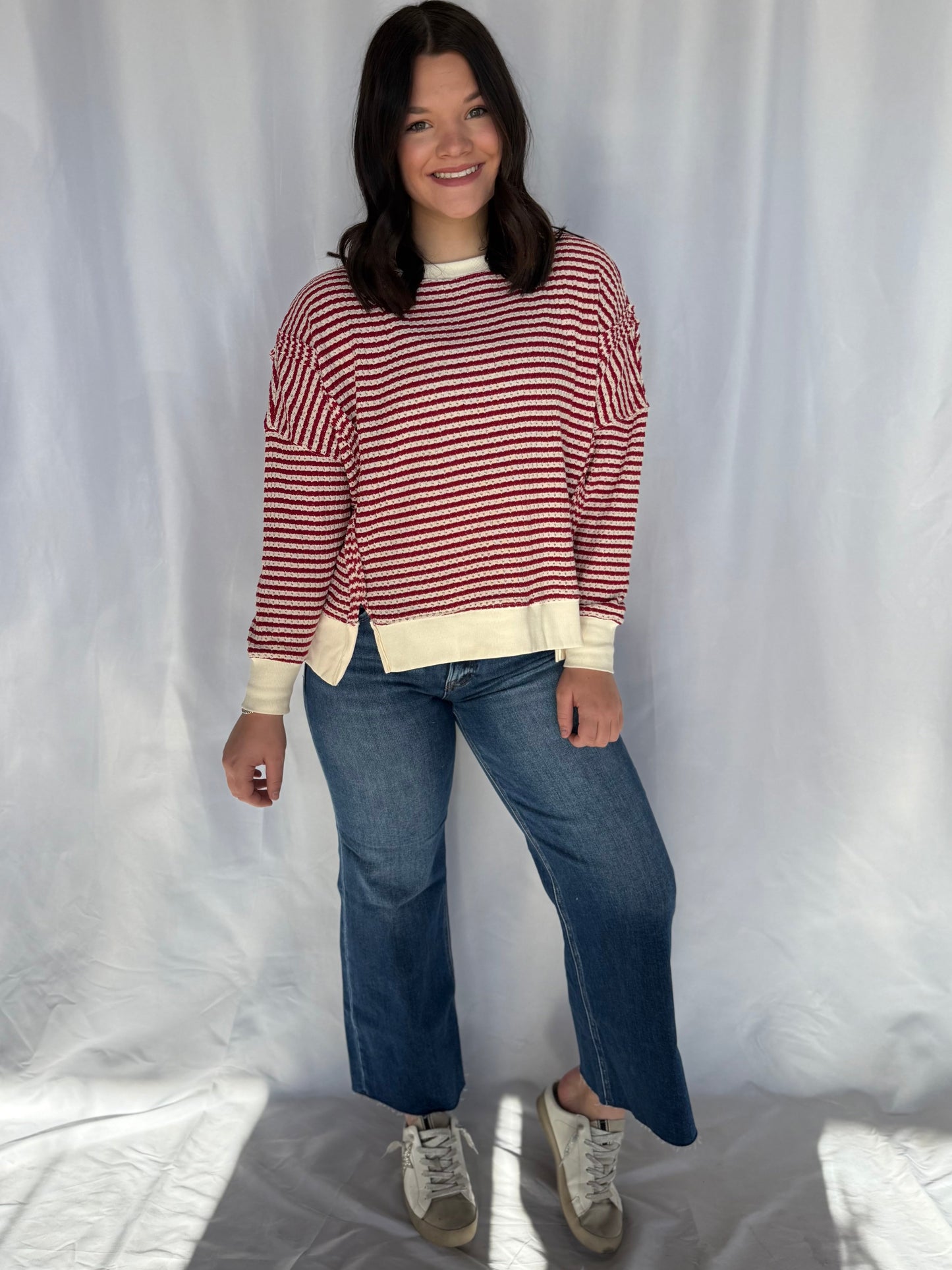 Stripe Exposed Seam Top