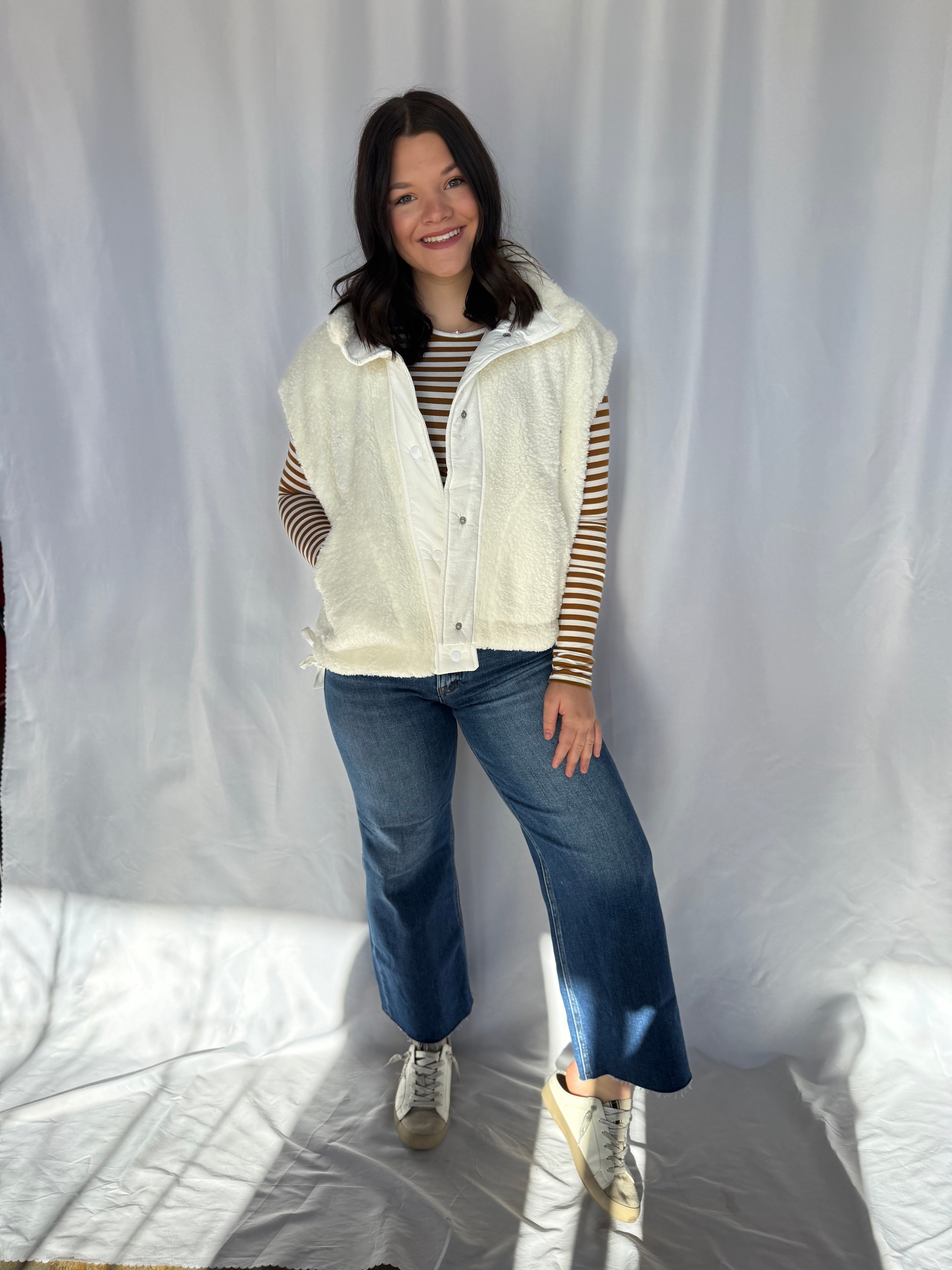 Striped Crew Neck Fitted Long Sleeve Top