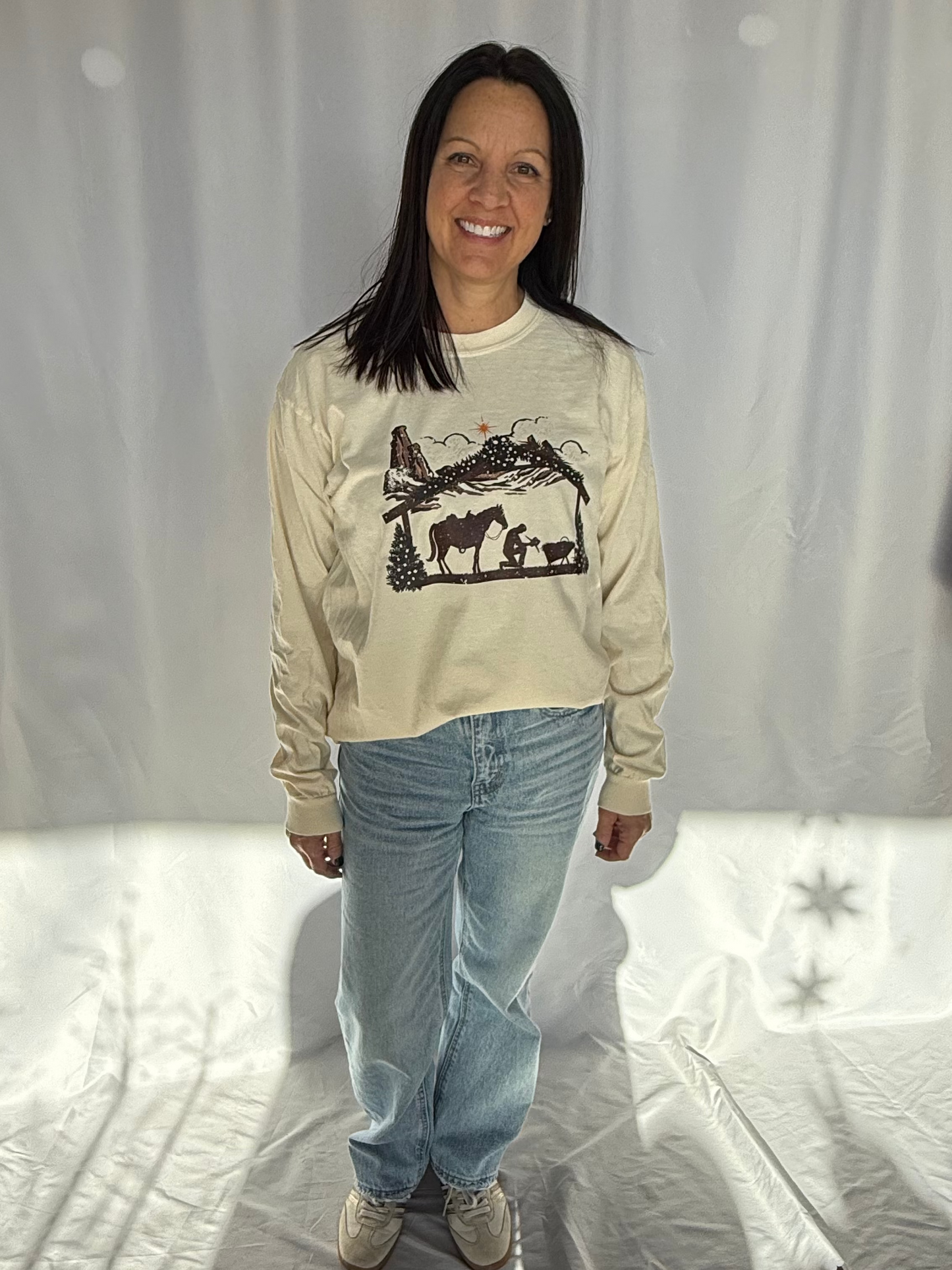 Cowboy Christmas Manger Top