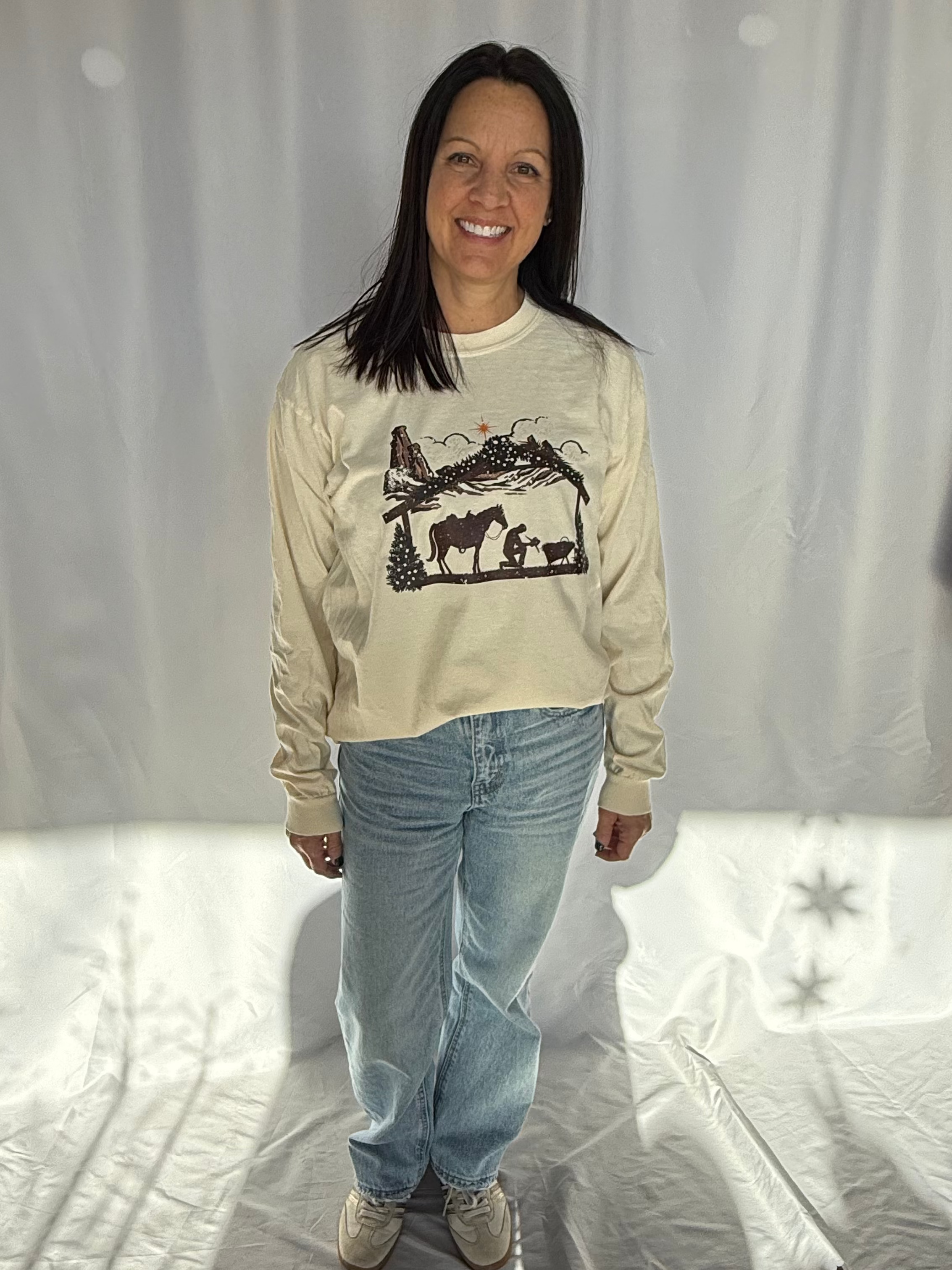 Cowboy Christmas Manger Top