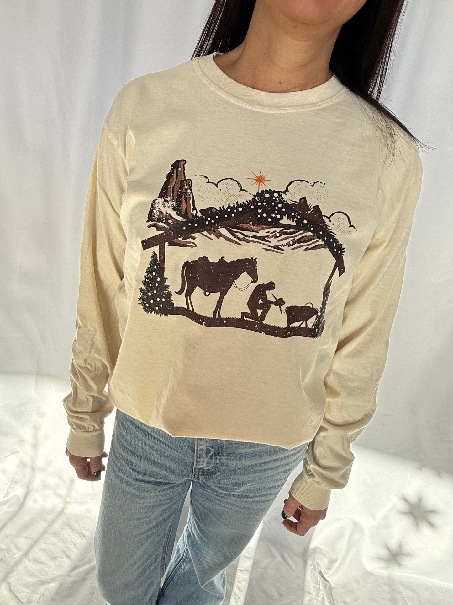 Cowboy Christmas Manger Top