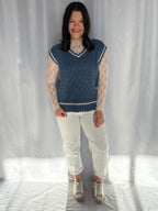 Varsity Cable Knit Sweater Vest