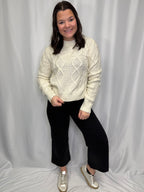 Textured Cable-knit High Neck Sweater