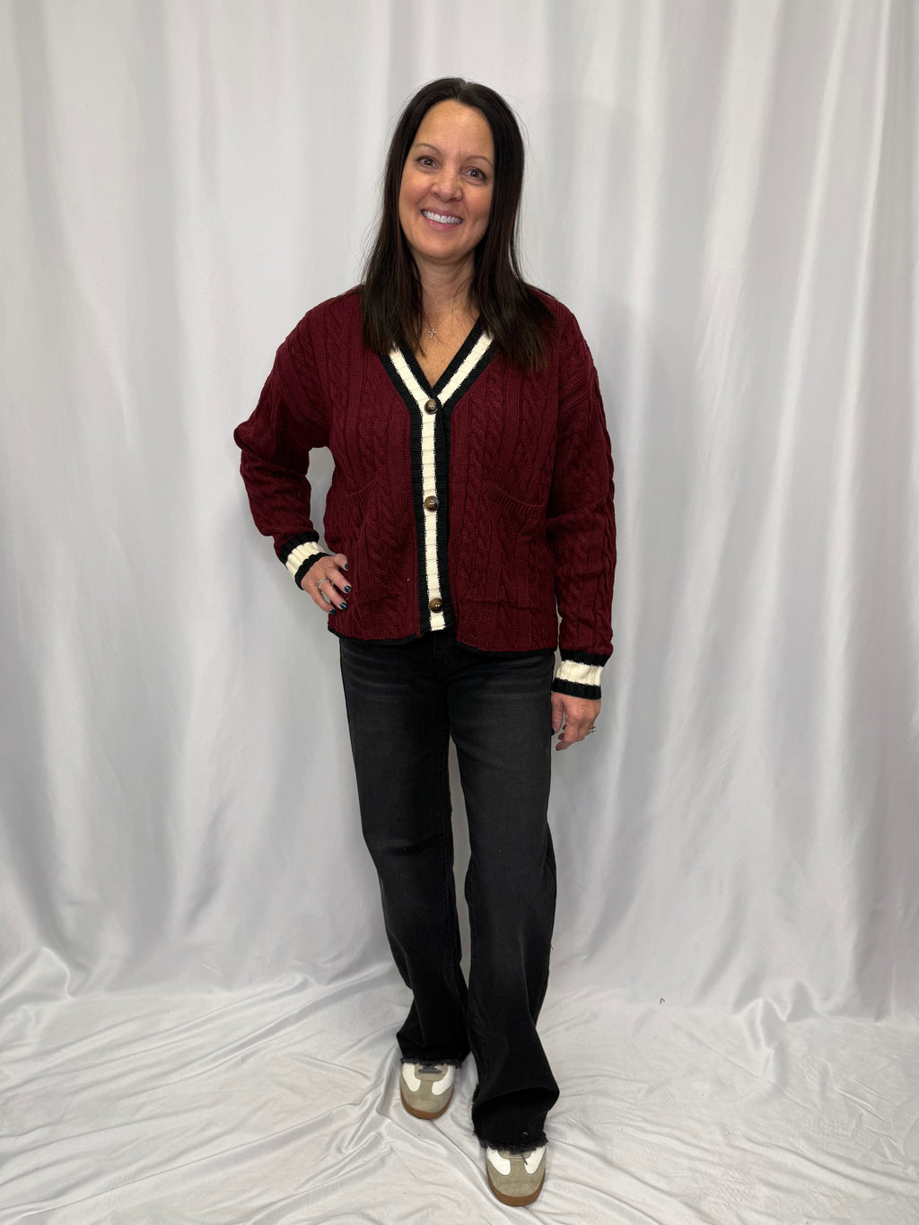 Cable Knit Boyfriend Cardigan