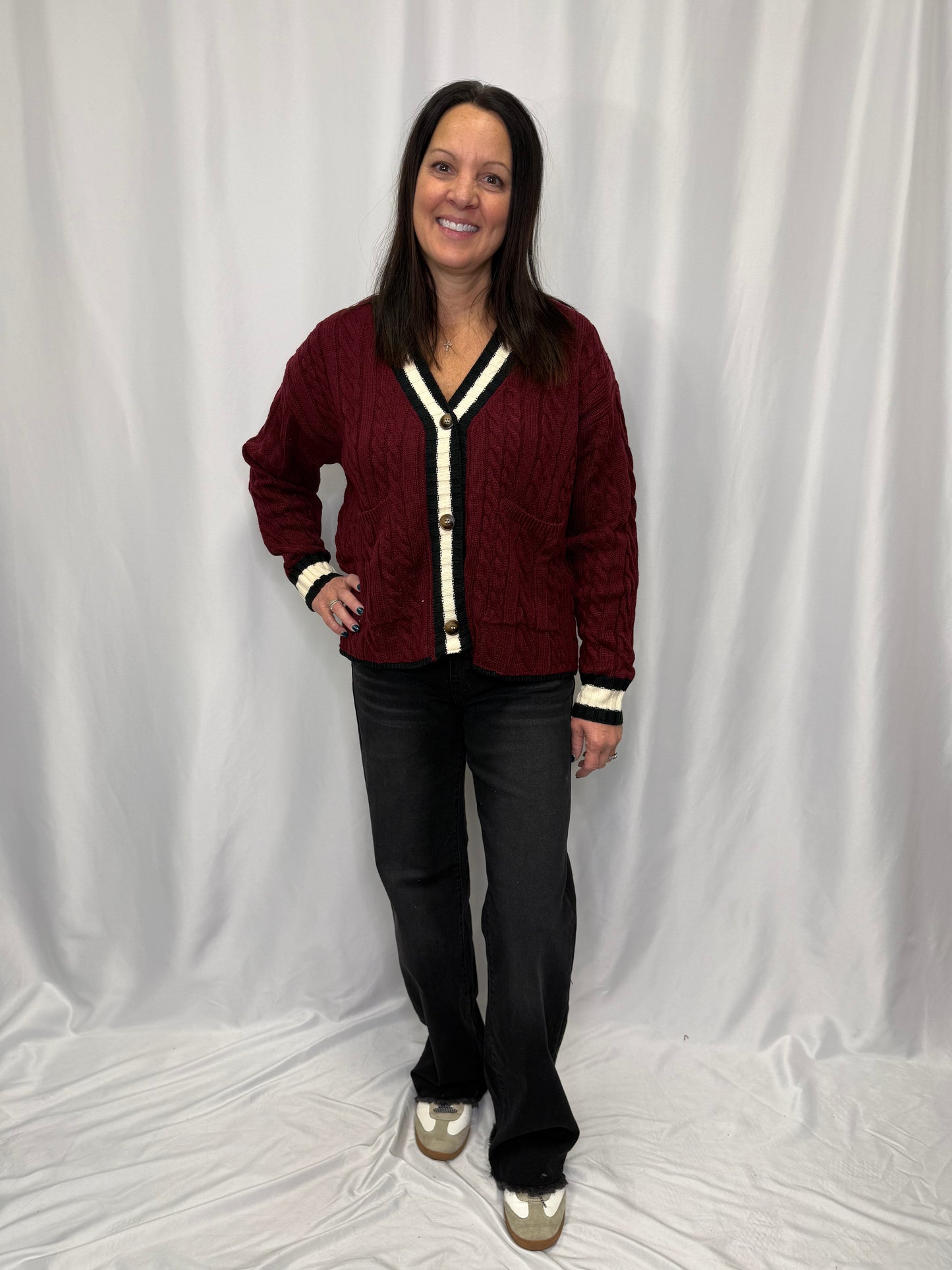 Cable Knit Boyfriend Cardigan