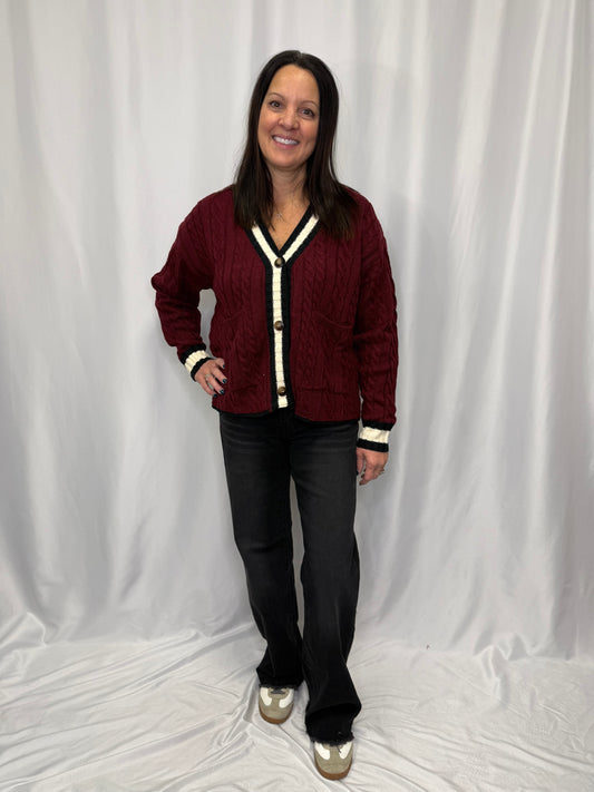 Cable Knit Boyfriend Cardigan