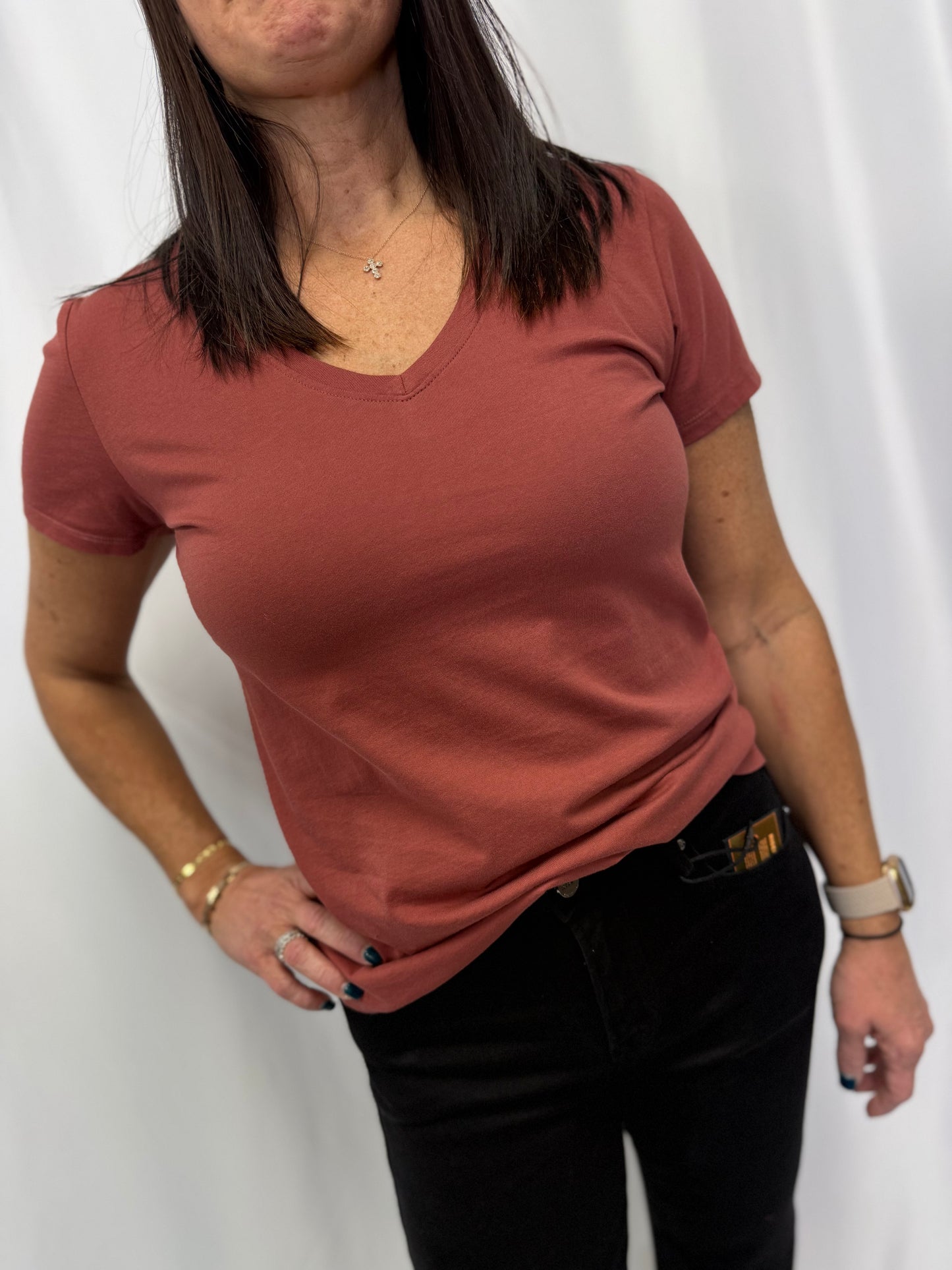 Cotton Jersey V-neck Tee