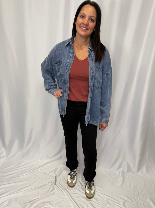 Washed Chambray Button Down Shirt