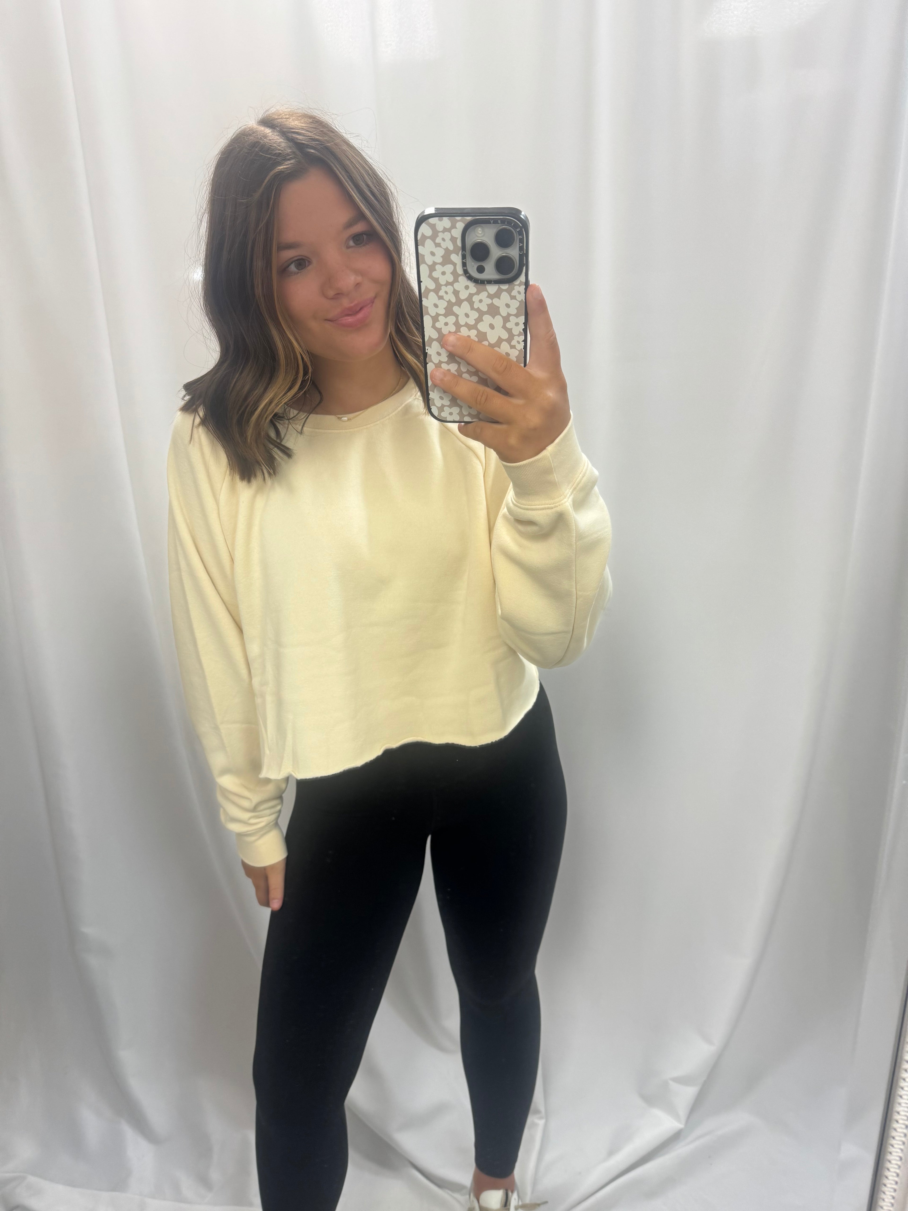 Frayed Detail Long Sleeve Crop Top