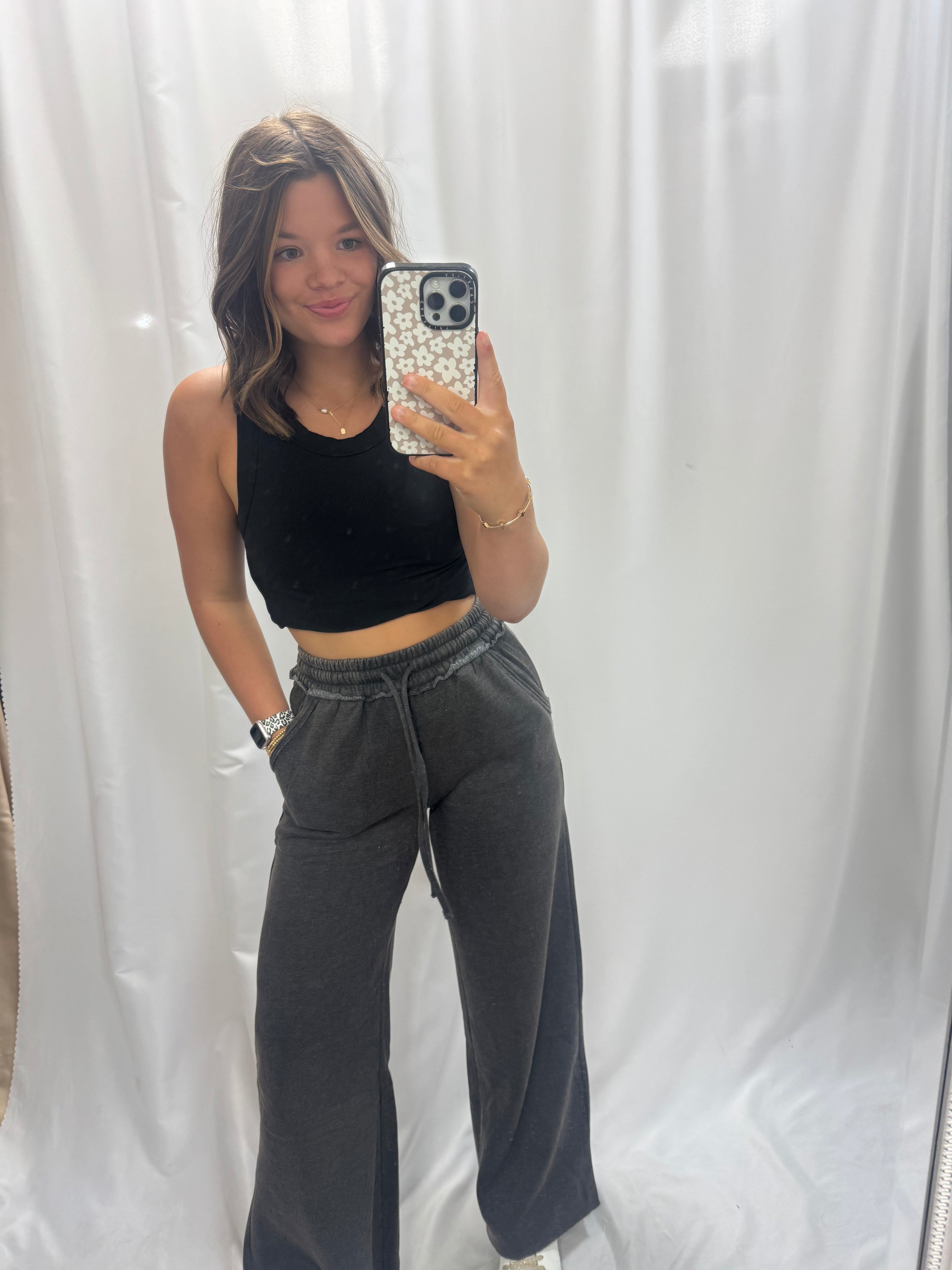 Acid Wash Palazzo Sweatpants