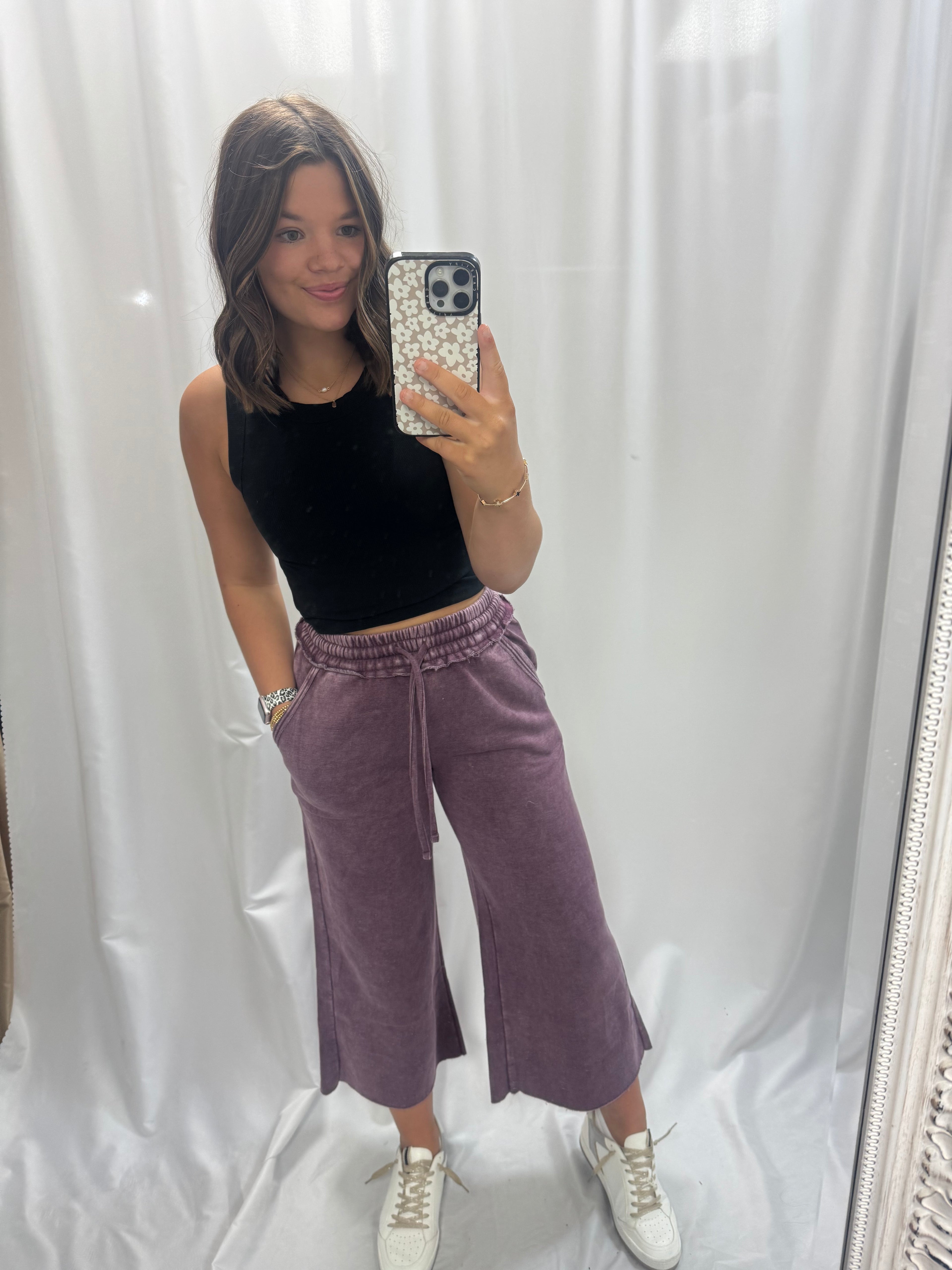 Acid Wash Palazzo Sweatpants