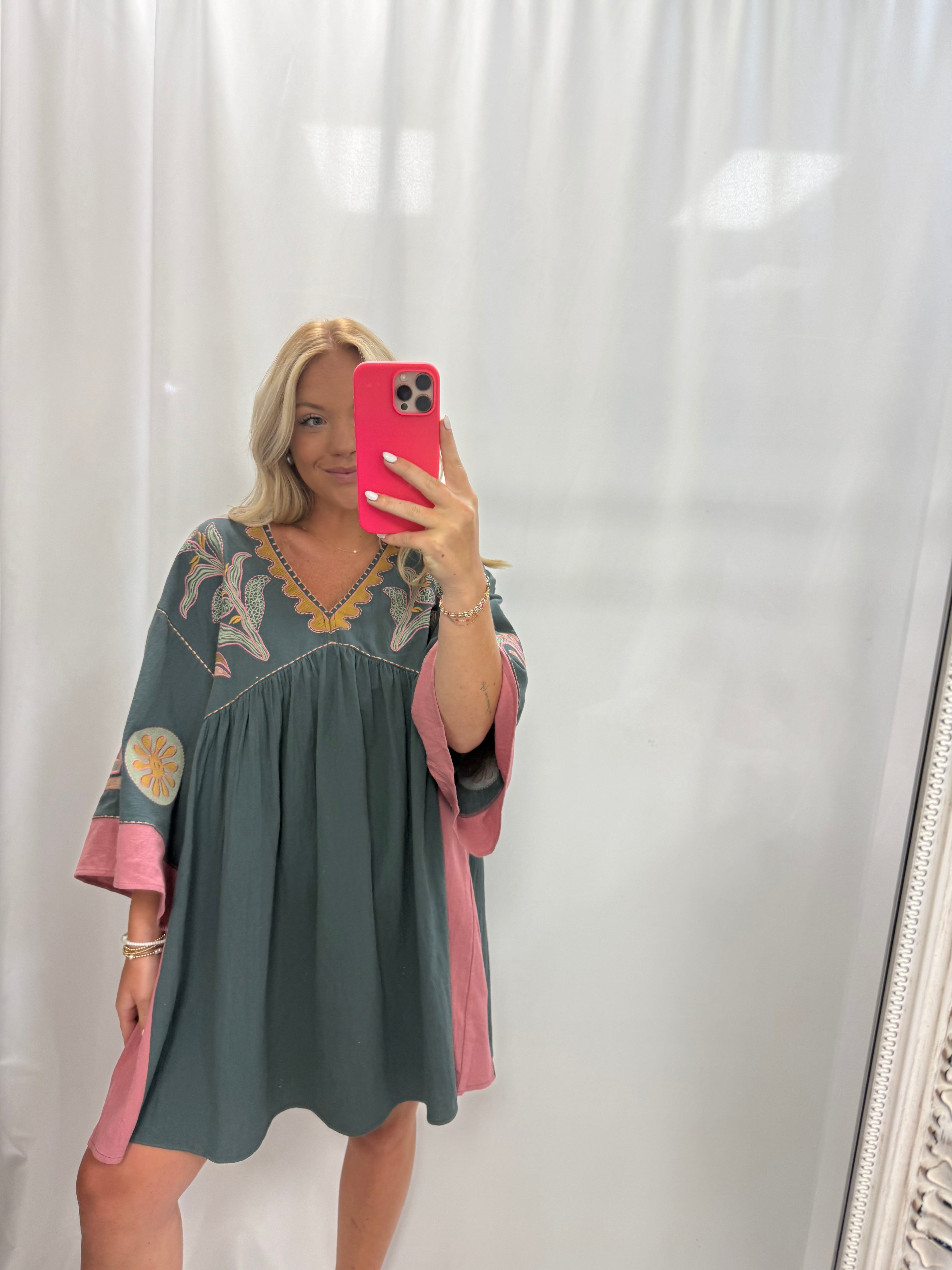 Embroidered Linen Dress