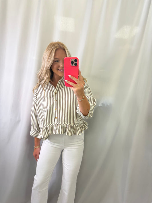 Striped Ruffle Hem Top
