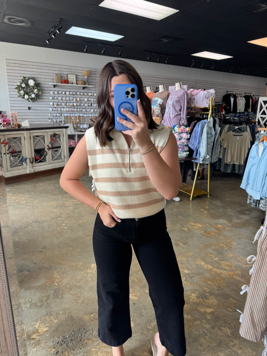 Striped Half Zip Sweater