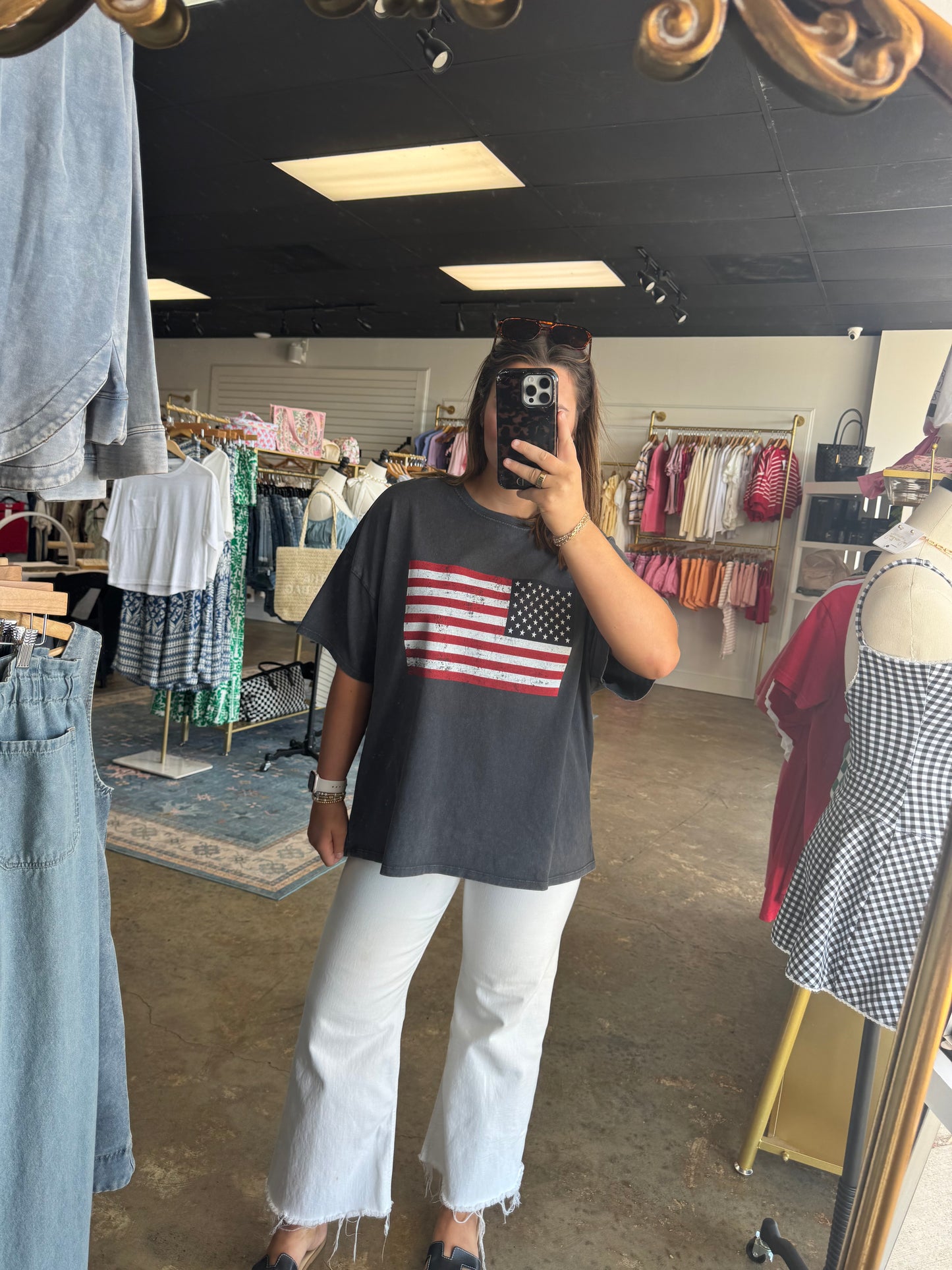Mineral Washed Flag Graphic Tee