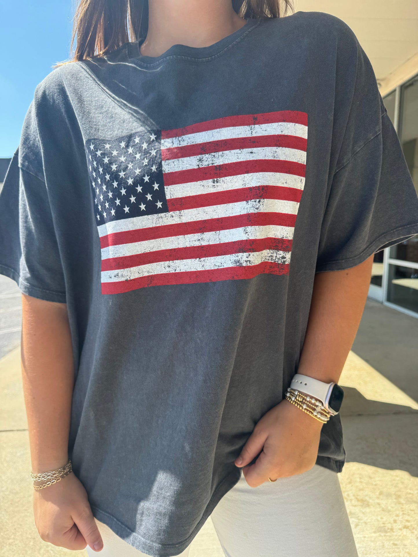 Mineral Washed Flag Graphic Tee