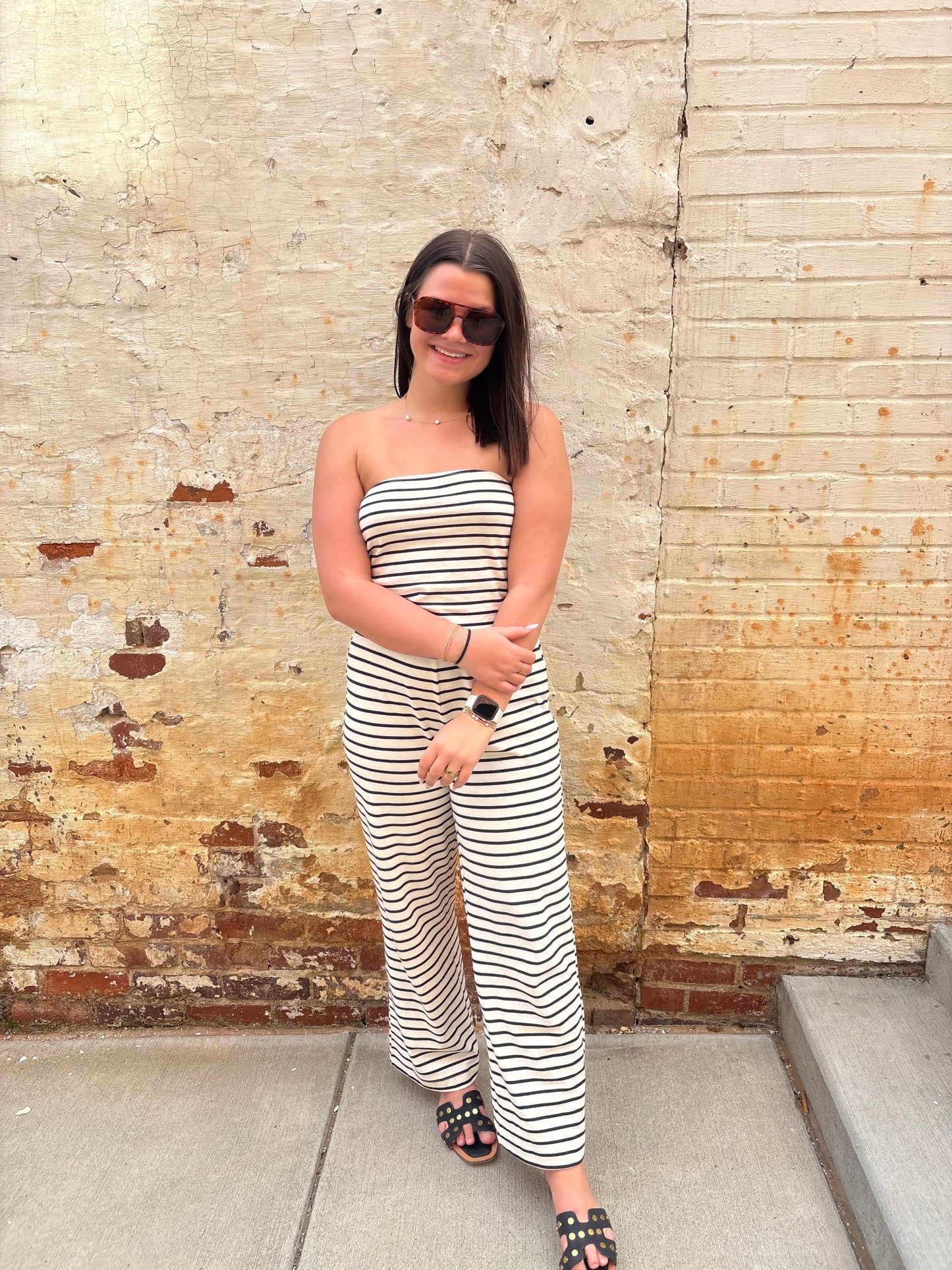 Stripe Wide Leg Knit Lounge Set