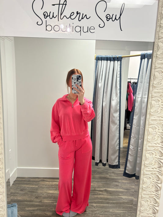 Terry Half Zip Top & Pant Set