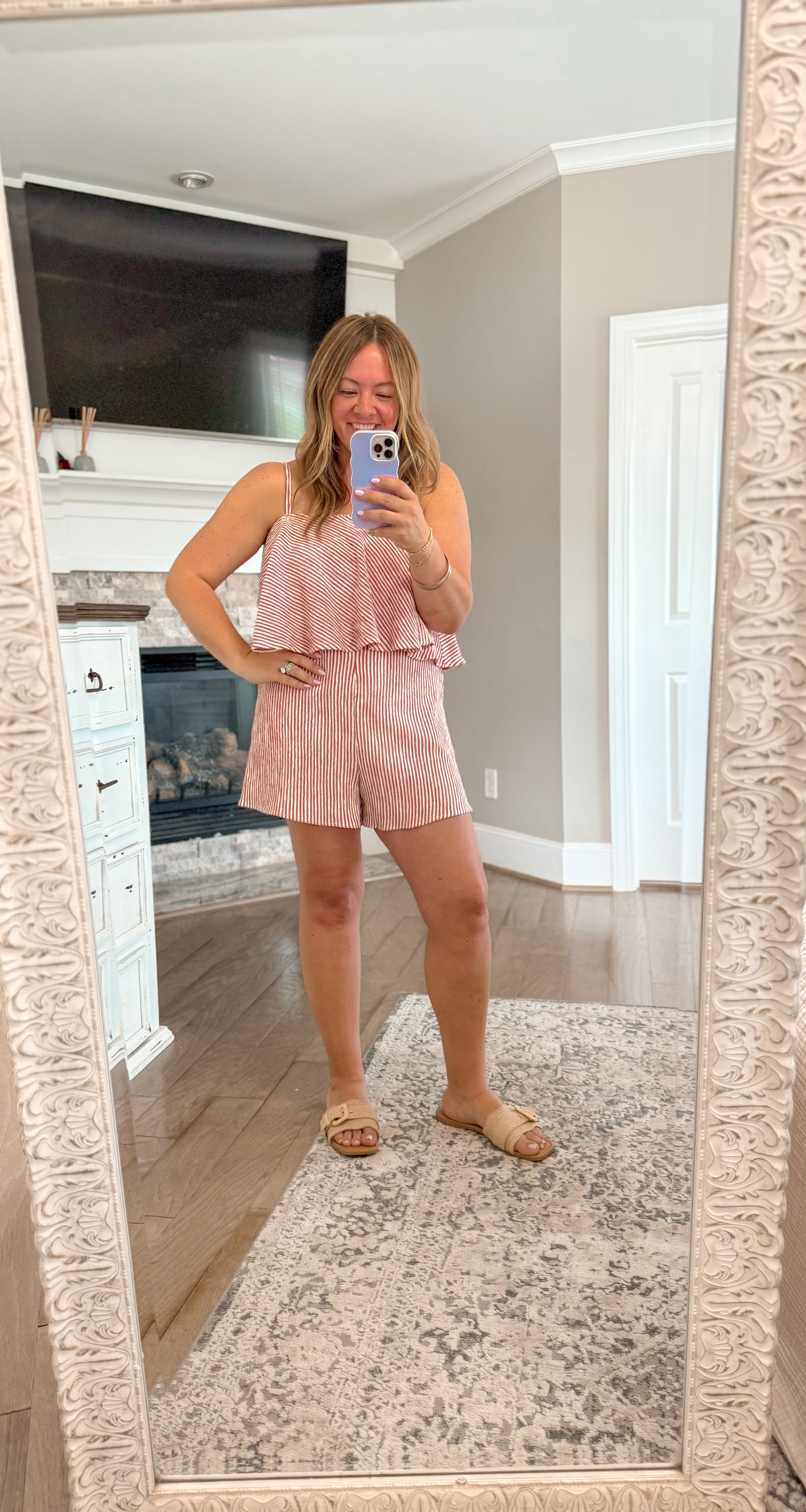 Sleeveless Ruffle Striped Romper