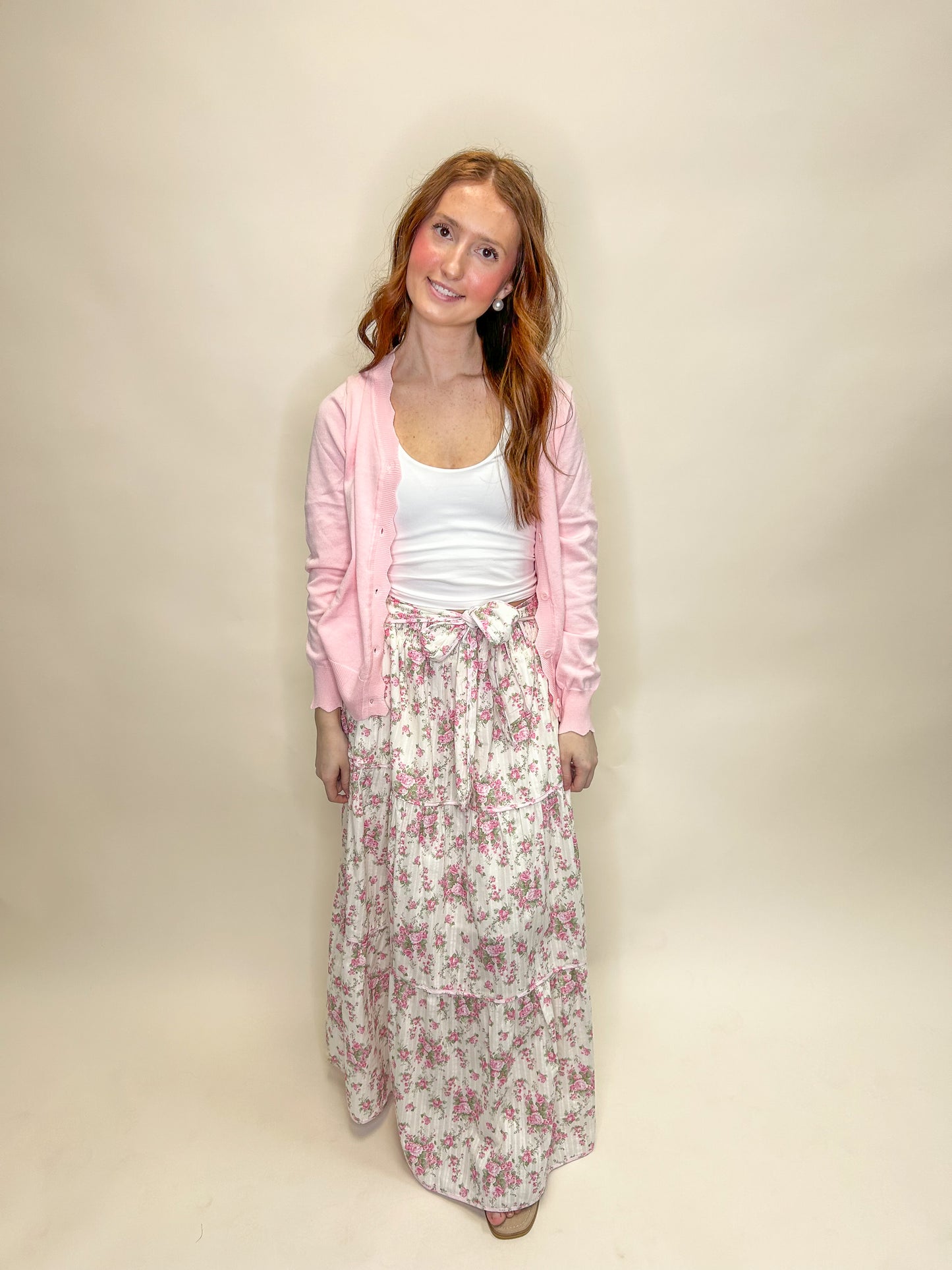 Scalloped Edge Button Cardigan