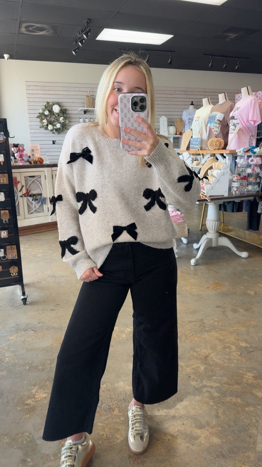 Bow Long Sleeve Knit Sweater