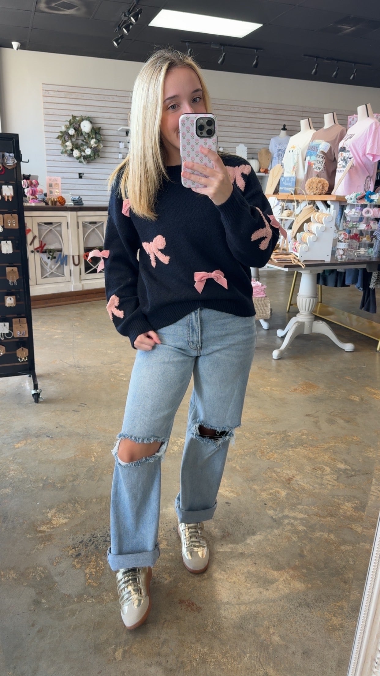 Bow Long Sleeve Knit Sweater