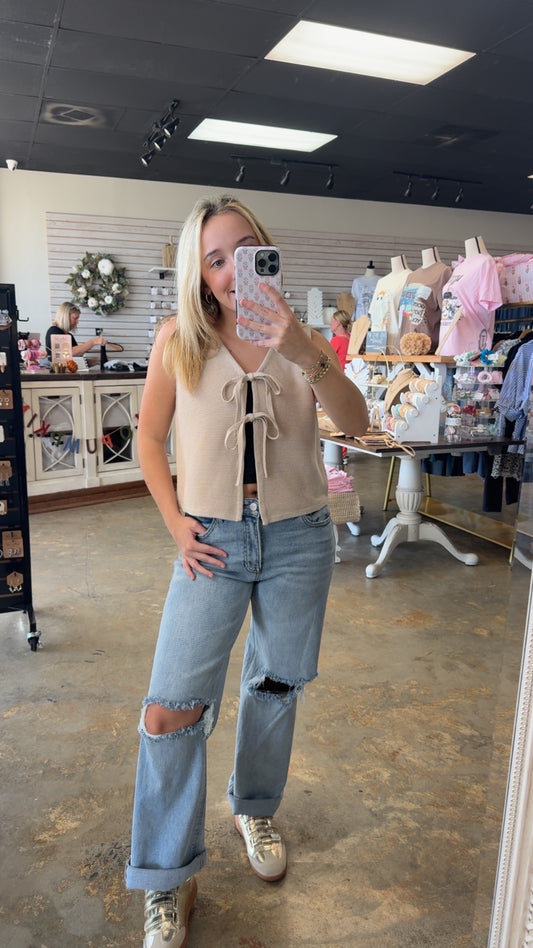 Tie Front Sweater Vest