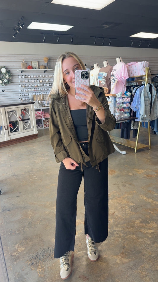 Snap Button Zip Up Hoodie