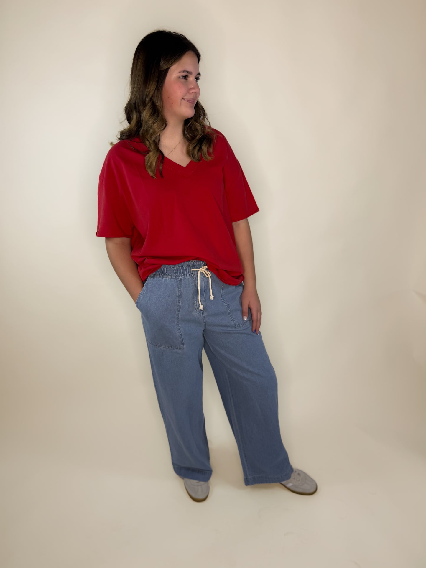 Patch Pocket Wide-leg Denim Pants