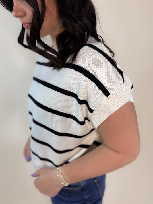 Striped Crew Neck Knit Top
