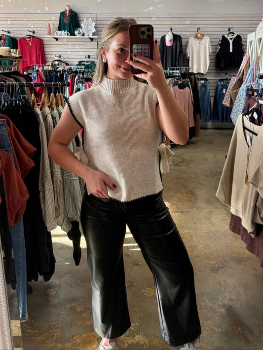 Mock Neck Side Tie Sweater