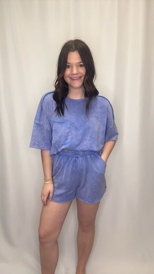 Mineral Washed Top & Shorts Set