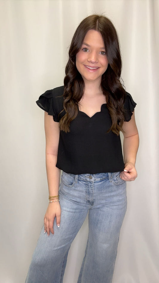V-neck Scallop Top