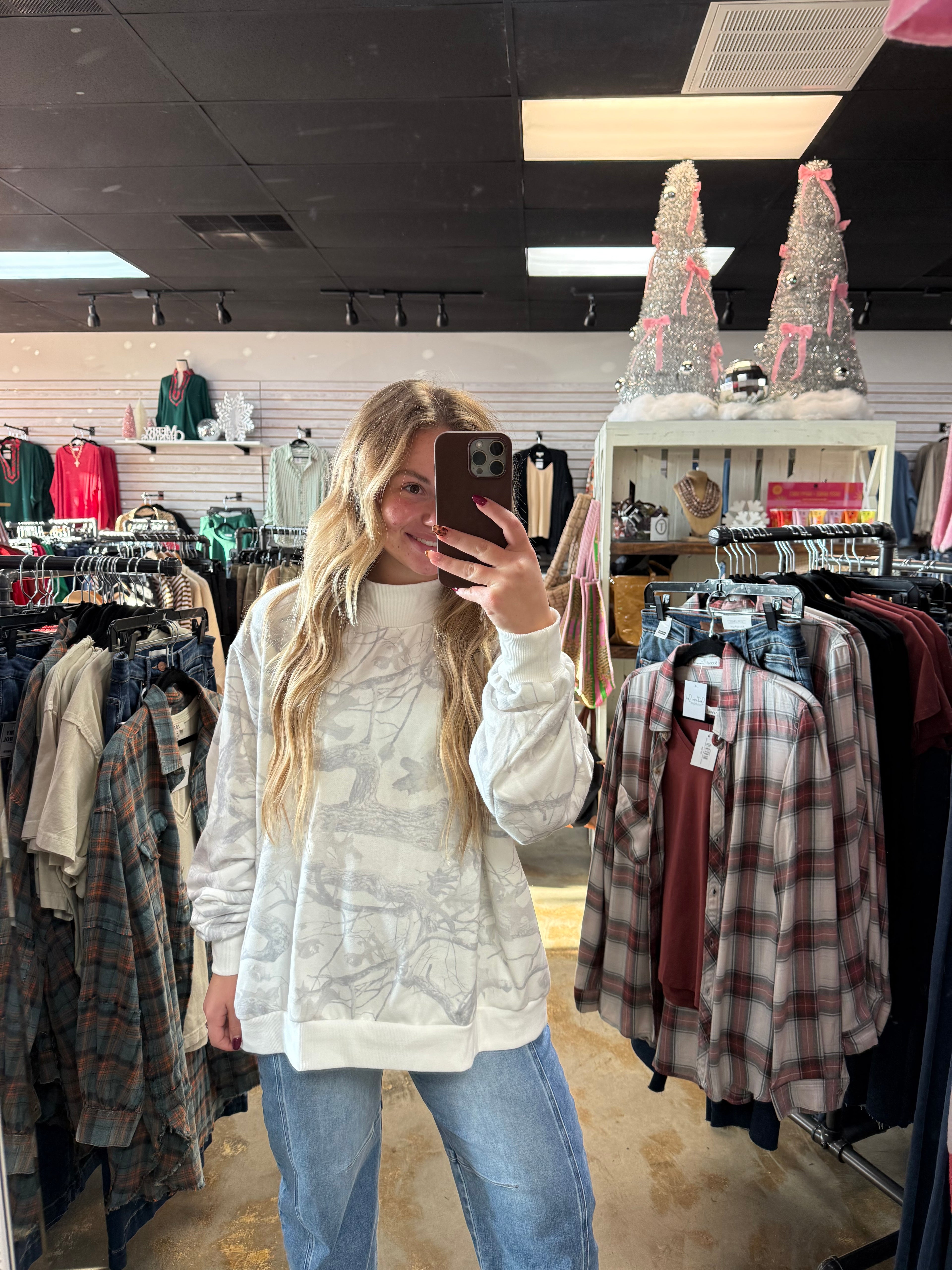 Camo Mock Neck Sweatshirt