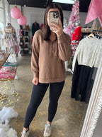 Half Zip Collared Waffle Knit Top