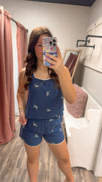 Ribbon Embroidered Linen Set