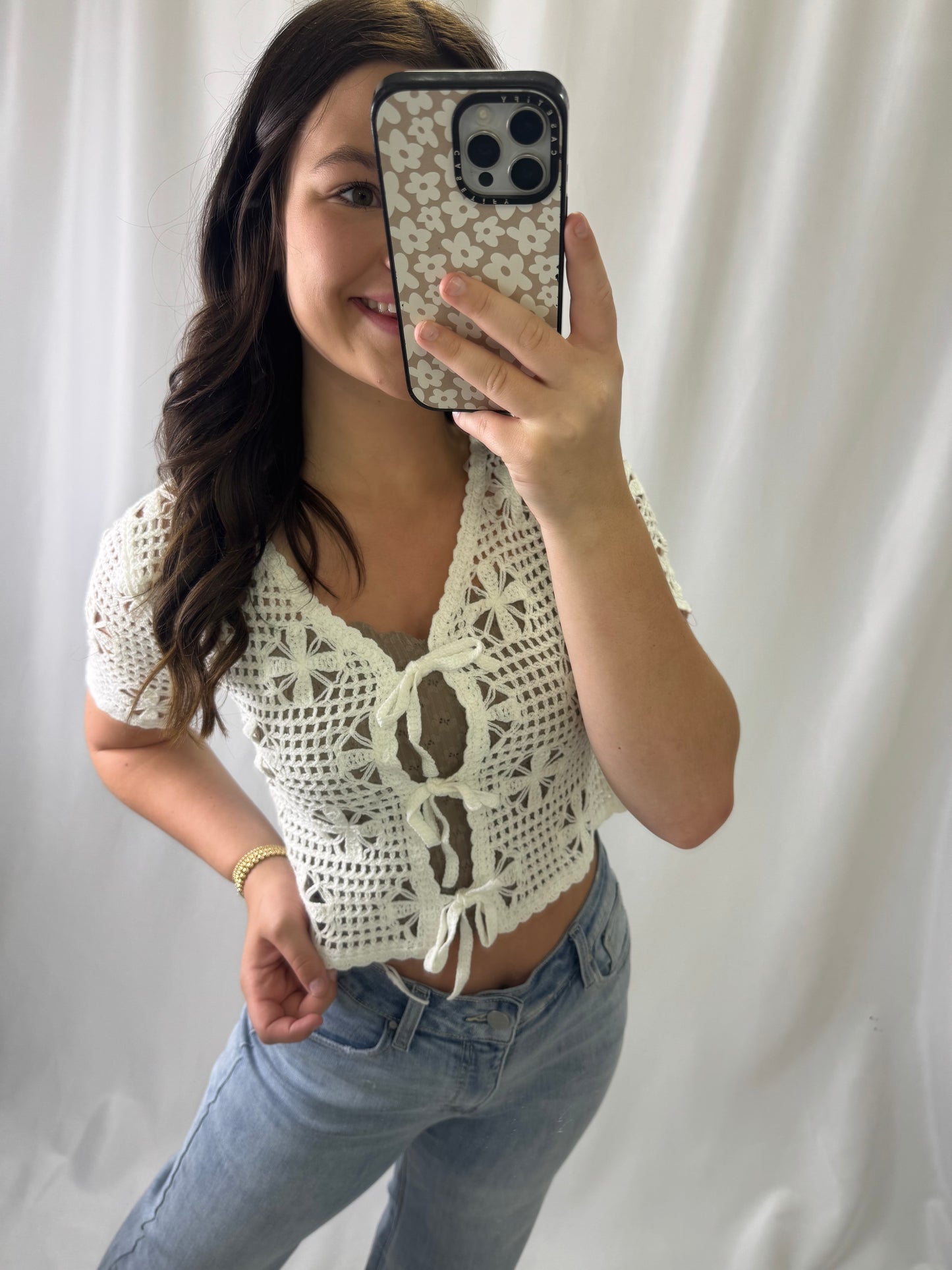 Front Tie Crochet Crop Top