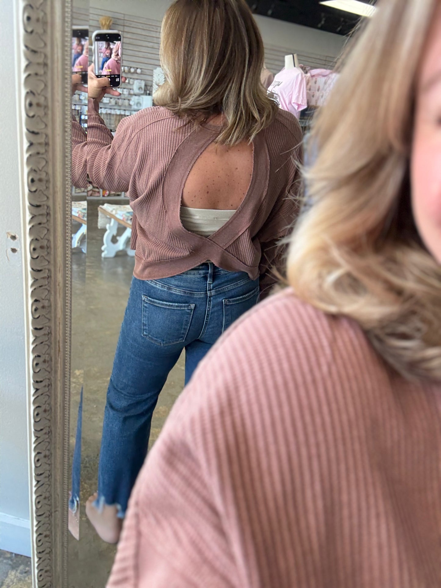 Open Back Textured Top