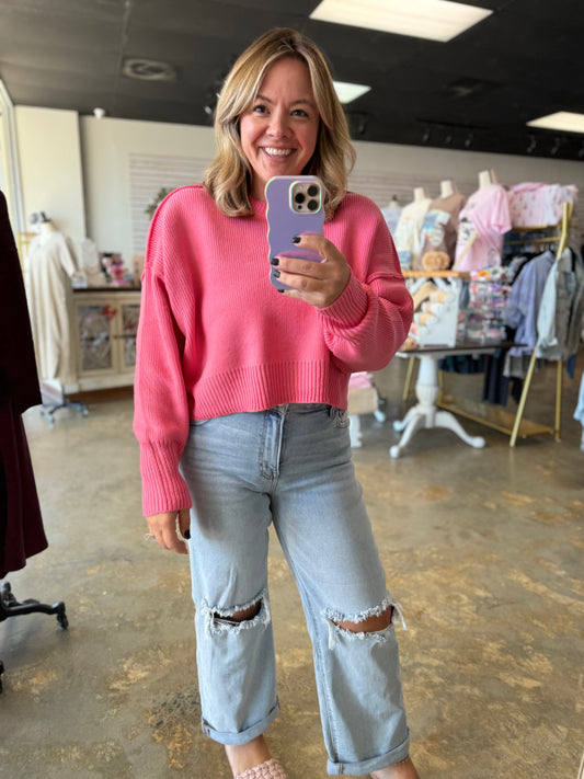 Ribbed Knit Crop Sweater